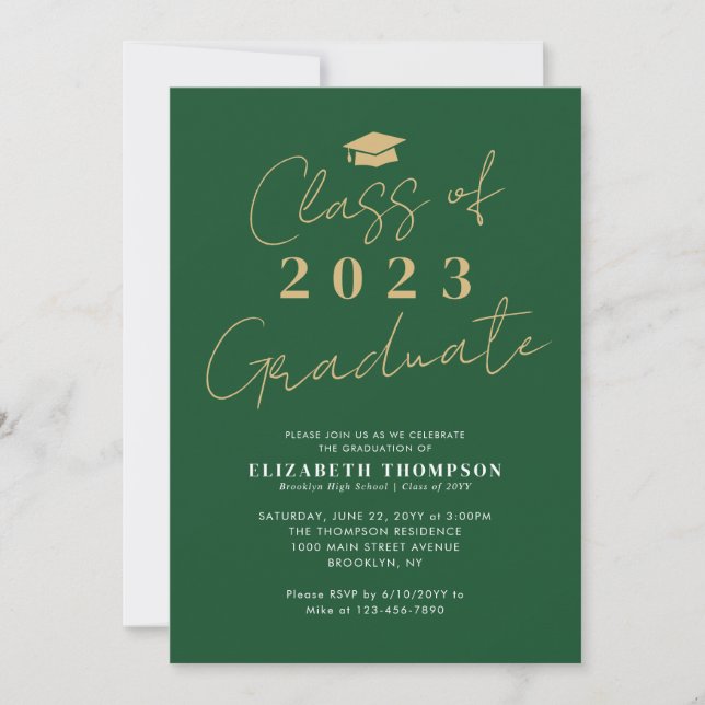 Klass 2023 Grönt Guld Student Studentfest Inbjudningar (Framsida)