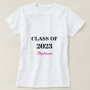 Klass 2023 Modern Rosa Monogram Cute Studenten T Shirt