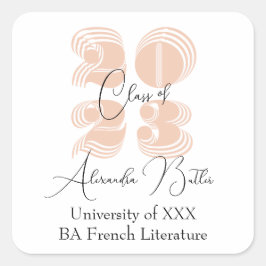 Klass 2023 Persika Tack Partypresent Examen Fyrkantigt Klistermärke