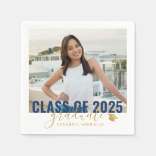 Klass 2023 Studenten Photo Blue Guld Pappersservett