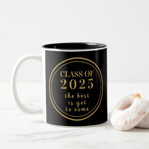 Klass 2023 Svarta Guld Monogram Studenten Två-Tonad Mugg