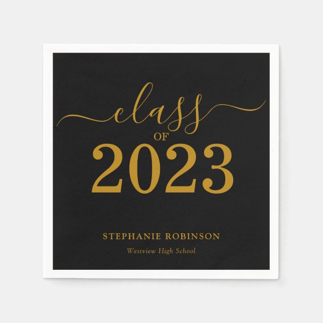 Klass 2023 Svarta Guld Studenten Pappersservett (Framsidan)
