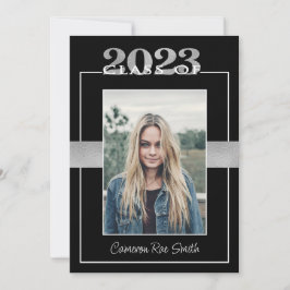 Klass 2023 Svarta och Silver Studentfest Inbjudningar