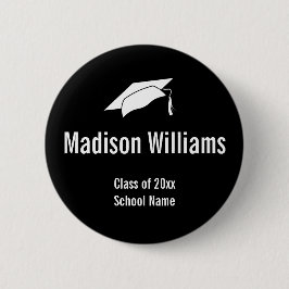 Klass 2023 Svarta och vita Student Namn Knapp