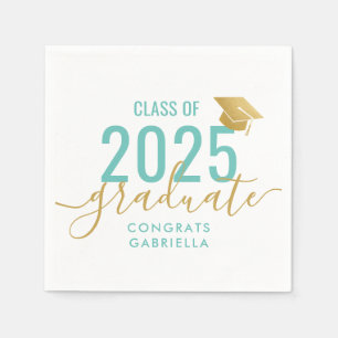 Klass 2023 Teal Guld Studenten Pappersservett