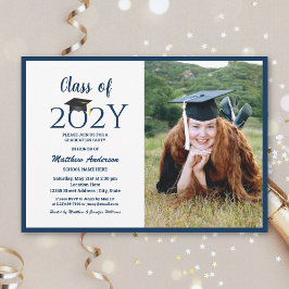 Klass 2024: Blåblå Student-foto-Studenten Inbjudningar