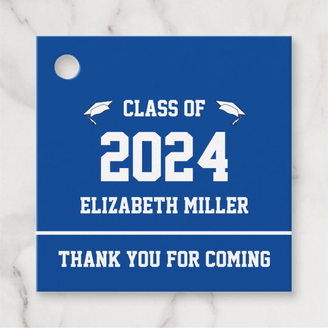 Klass 2024 Blått och vitt Studenten Tack Gåvor Etiketter (Framsida)