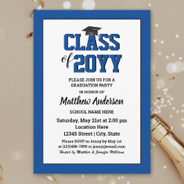 Klass 2024 Elegant Sapphire Blue Studenten Inbjudningar