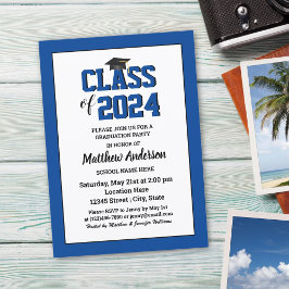 Klass 2024 Elegant Sapphire Blue Studenten Inbjudningar