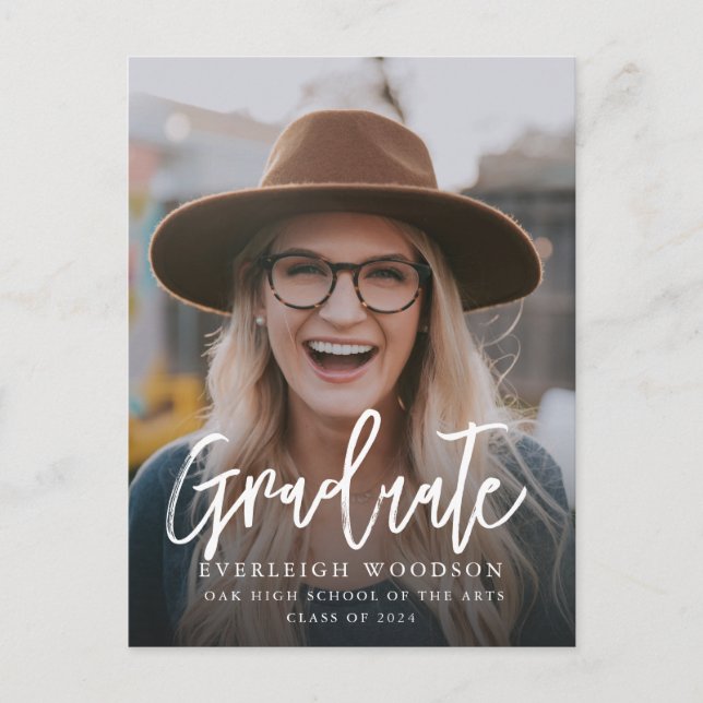 Klass 2024 för enkel foto-Studenten Meddelande Vykort (Framsida)