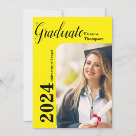 Klass 2024 Grad: Modern svart och vitt foto Inbjudningar