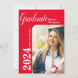Klass 2024 Grad: Modern svart och vitt foto Inbjudningar