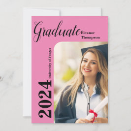 Klass 2024 Grad: Modern svart och vitt foto Inbjudningar