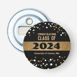 Klass 2024 Guld svart konetti Studenten Flasköppnare