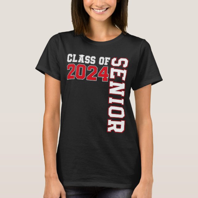 Klass 2024: Högre 24 Studenten-högskolepar T Shirt (Framsida)