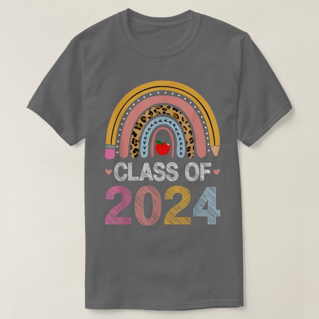 Klass 2024: Rainbow Leopard Student PreK Kinder T Shirt (Design framsida)