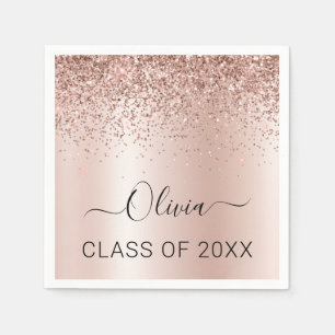 Klass 2024 Rosa Glitter Student Pappersservett