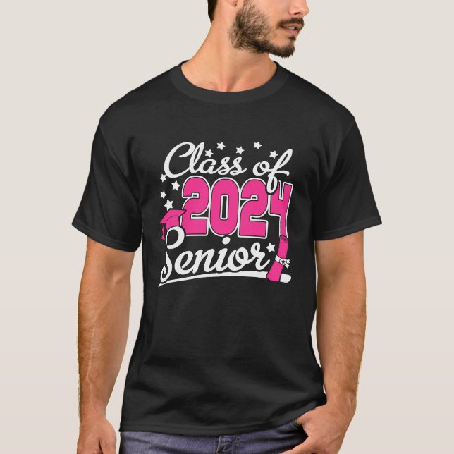 Klass 2024 Senior 24 Girls Women Funny Graduati T Shirt (Framsida)