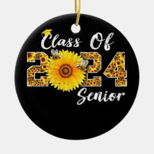 Klass 2024: Senior Year Grad SunblommGift for Julgransprydnad Keramik