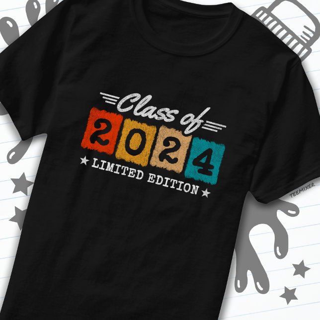 Klass 2024 Student Retro Senior Studenten T Shirt (Skapare uppladdad)