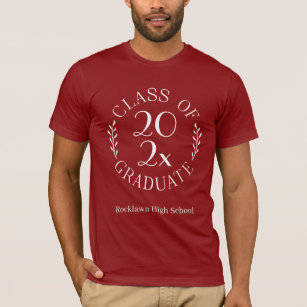 Klass 2024 Student School Namn Emblem Burgundy T Shirt