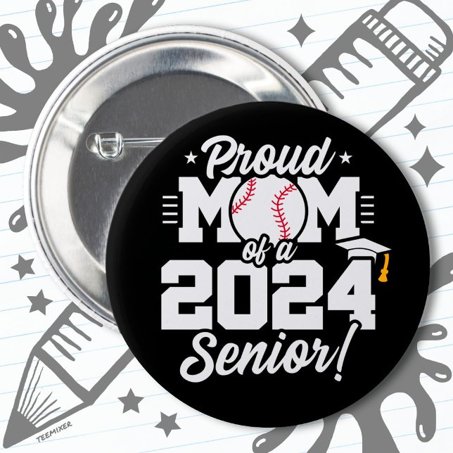Klass 2024 Studenten Baseball Mamma Senior 2024 Knapp (Skapare uppladdad)