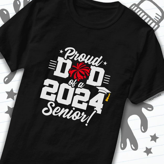 Klass 2024 Studenten Cheer Pappa Senior 2024 T Shirt (Skapare uppladdad)