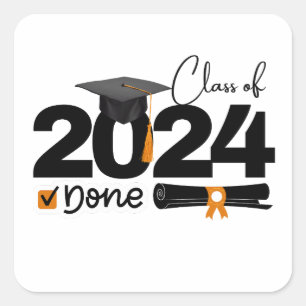 Klass 2024 Studenten Fyrkantigt Klistermärke