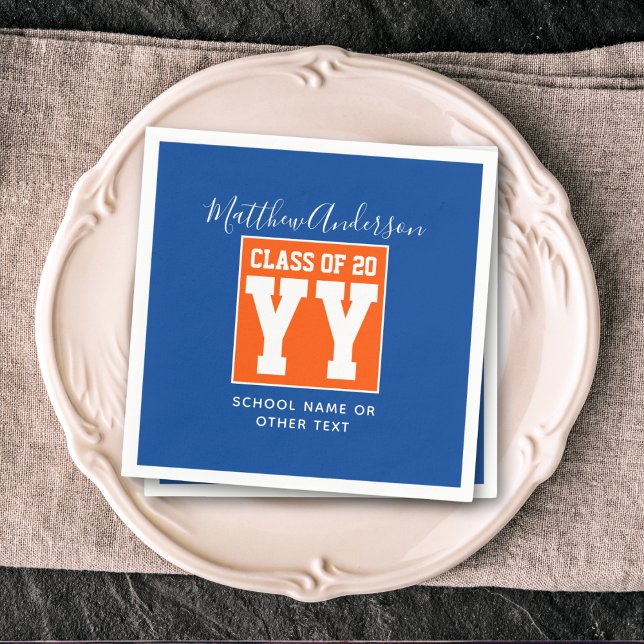 Klass 2024 Studentfest för blått och Orange Pappersservett (Skapare uppladdad)