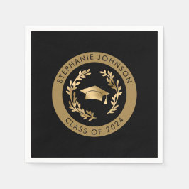 Klass 2024 Svarta och Guld Studentfest Pappersservett