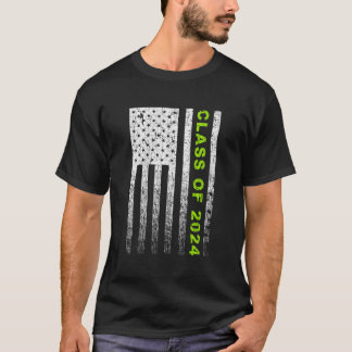Klass 2024 Vintage Amerikansk Flagga Senior T Shirt
