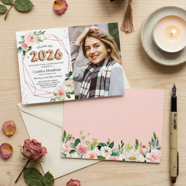 Klass 2025: Ballon Brev Photo Studenten Inbjudningar (Skapare uppladdad)