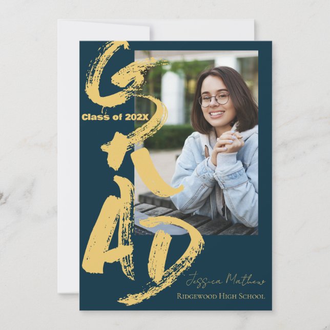 Klass 2025 Blå Foto Examen Annonsering  Inbjudningar (Framsida)