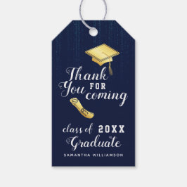 Klass 2025 Blå Vitt Guld Tack Examensfirande Presentetikett
