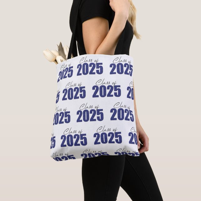 Klass 2025: Blåblå Glitter Tygkasse (Närbild)