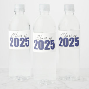 Klass 2025: Blåblå Glitter Vattenflaskor Etikett