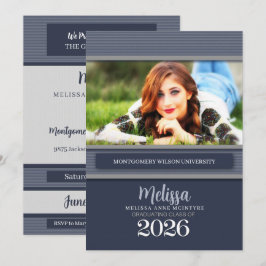 Klass 2025: Blue Streck Photo Studenten Inbjudningar