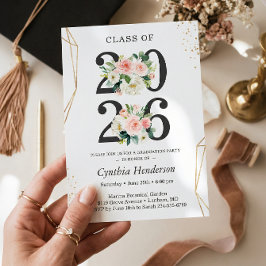 Klass 2025: Den moderna  Blommigten Studenten i Gu Inbjudningar