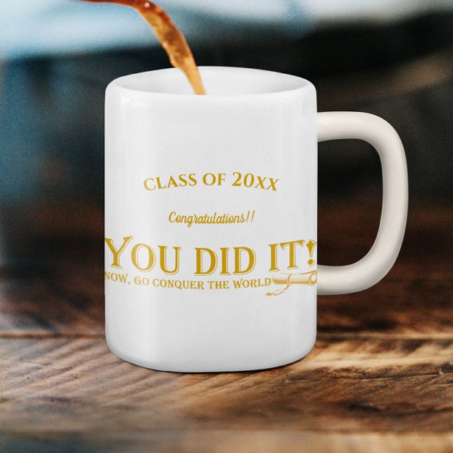 Klass 2025: DU GJORDE DET Photo Studenten Kaffemugg (Class of 2024 YOU DID IT Photo Graduation Coffee Mug)