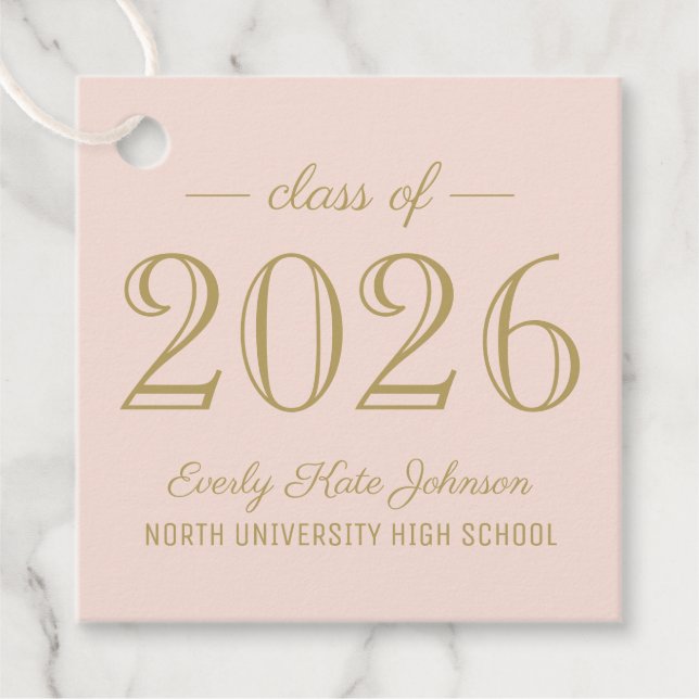 Klass 2025 Elegant  Guld Studentfest Gåvor Etiketter (Framsida)