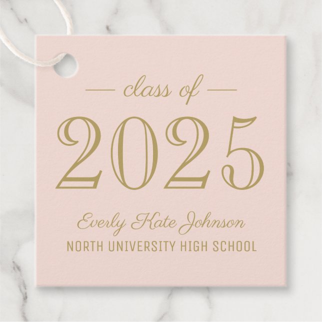 Klass 2025 Elegant  Guld Studentfest Gåvor Etiketter (Framsida)