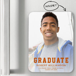 Klass 2025 Foto Bränd Orange Examen Magnet