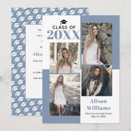 Klass 2025: fyra foton dammiga blå studenten meddelande