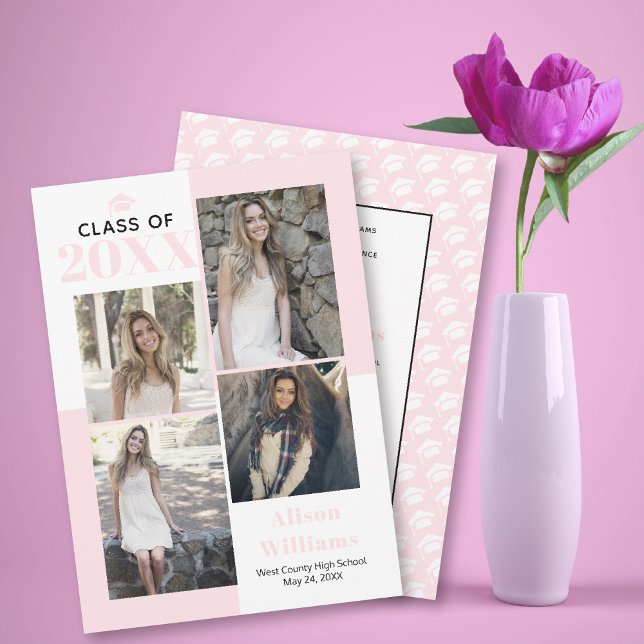 Klass 2025: fyra foton  rosa studenten meddelande (Skapare uppladdad)