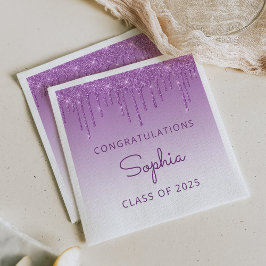 Klass 2025 Lila Glitter Dropp Examen Pappersservett