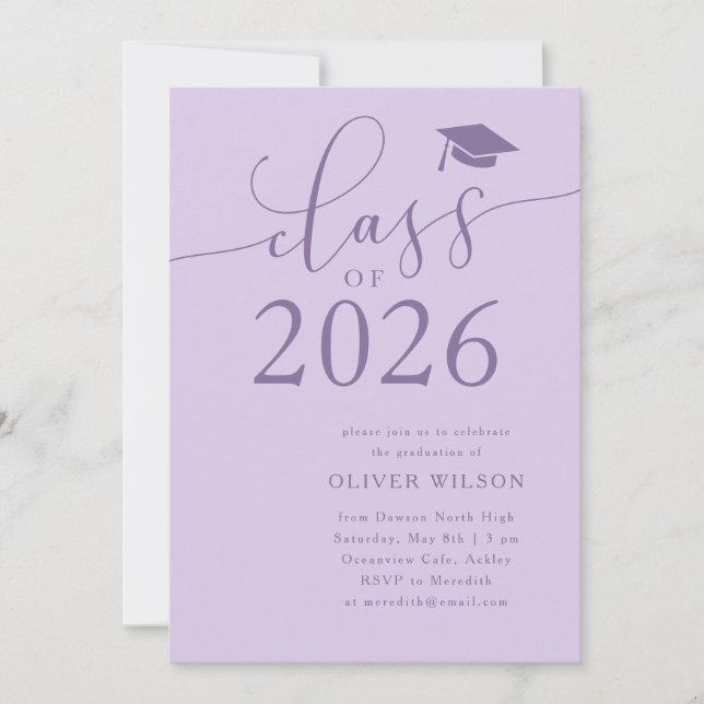 Klass 2025 Lila Studentfest Inbjudningar (Framsida)