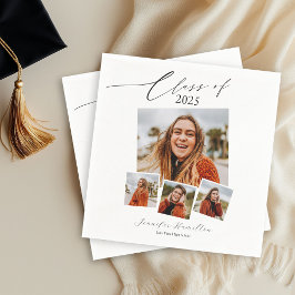Klass 2025: Minimalistiskt foto Grad Party Pappersservett