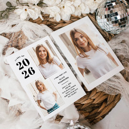 Klass 2025 | Photo Black and White Grad Party Inbjudningar