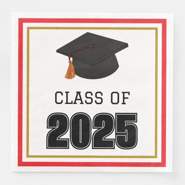 Klass 2025: Röd och Guld Pappersservett (Framsida)