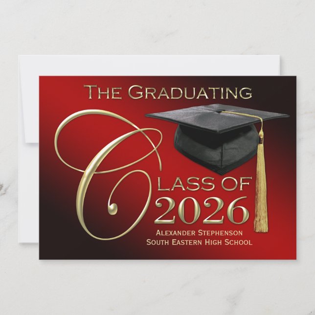 Klass 2025: Röda Guld Studenten-tillkännagivandet Inbjudningar (Framsida)
